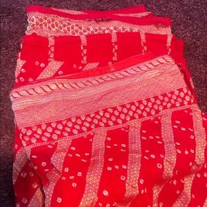 Red and White Patterned bandhni saree sari